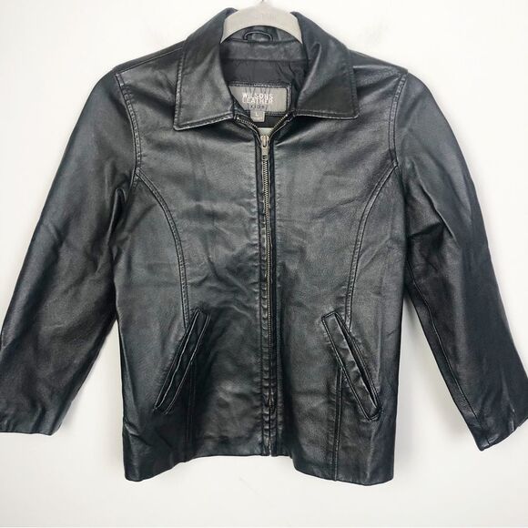 WILSONS LEATHERKids Black Leather Zip Front Jacket Youth Size Large